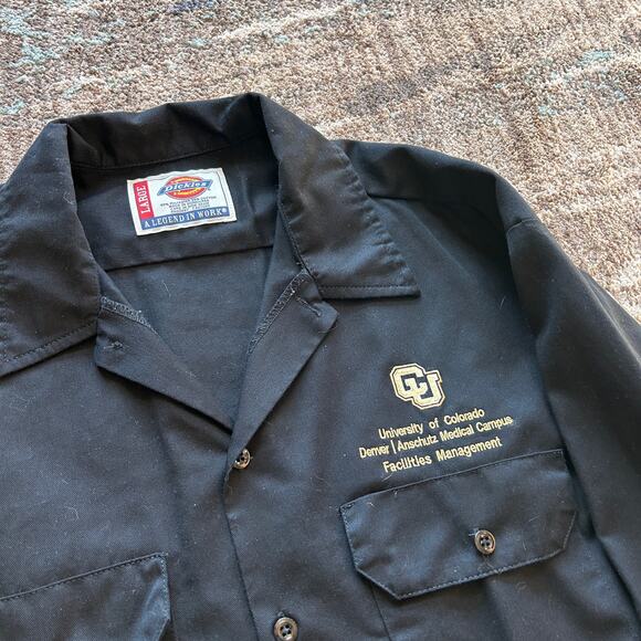 Men's Dickies Colorado Buffaloes CU Buffs Black Long Sleeve Work Shirt Sz Large - Picture 2 of 5